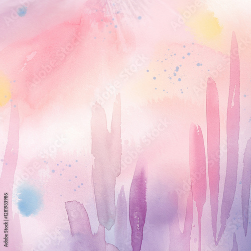 Abstract watercolor painting pastel pink purple background texture design on transparent background