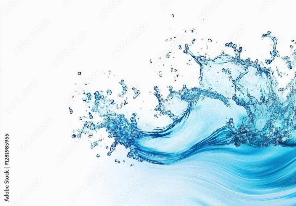 Dynamic splash of blue water against a white background, capturing the essence of movement and fluidity in a vibrant, clean design. Dynamic splash of blue water against a white background, capturing the essence of movement and fluidity in a vibrant, clean design.