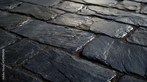 Textured black slate surface with natural uneven patterns for design and decoration