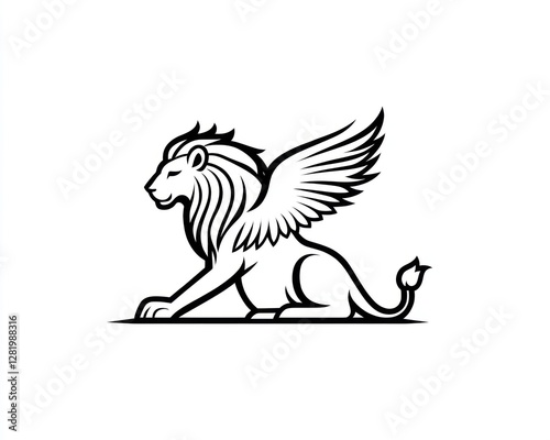 Wallpaper Mural A majestic winged lion rests gracefully on the ground Torontodigital.ca