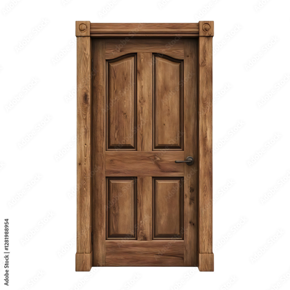 Separate wooden door on transparent background Separate wooden door on transparent background