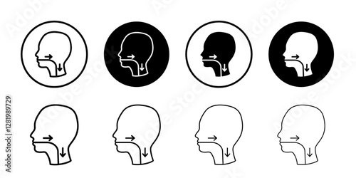 Swallowing reflex icon flat and simple set design