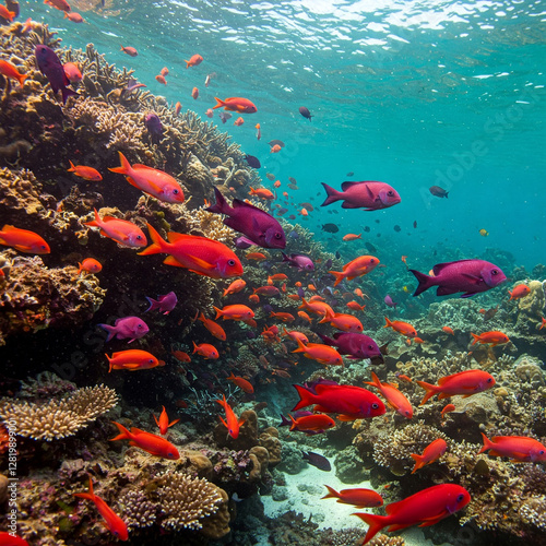 coral reef and colorful fish, aquarium fish, coral fish, coral reef and fishes, Tropical fish in the Red Sea, tropical fish in aquarium