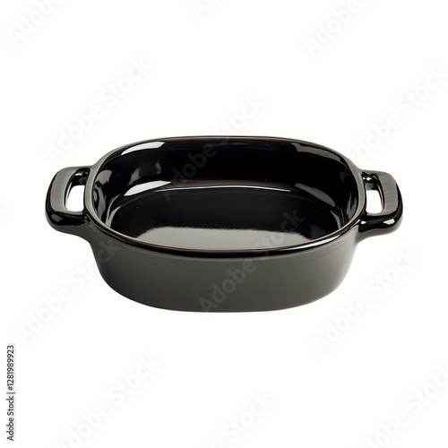 Deep Ceramic Lasagna Pan with Glossy Finish Isolated on Transparent Background