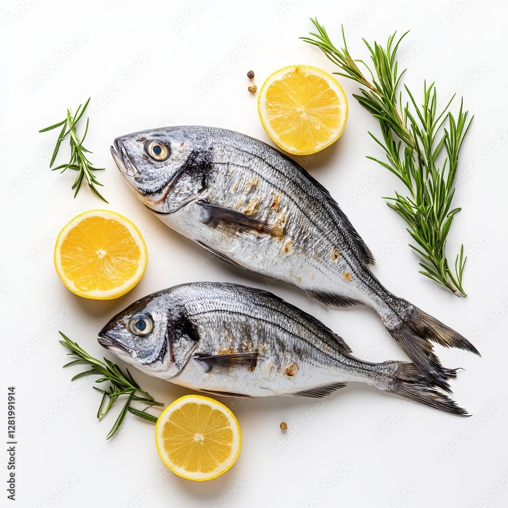 Raw Dorado Fish Ready for Cooking on White Background.Freshly Prepared Raw Dorado Fish on White Background Raw Dorado Fish Ready for Cooking on White Background.Freshly Prepared Raw Dorado Fish on White Background