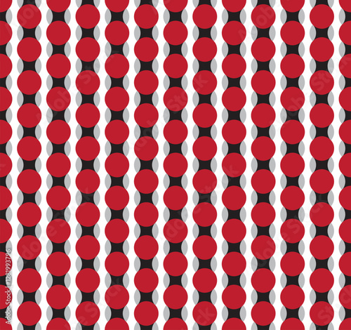 Seamless abstract geometric pattern. The vertical rows with red dots