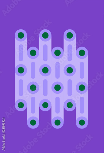 Abstract geometric composition on the isolated background. Three-dimensional tubes ornament