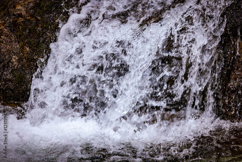 Close-Up of Waterfall Splashing Over Rocks