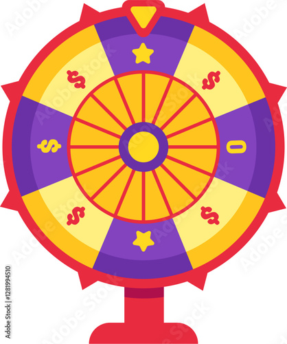 Spinning wheel of fortune showcasing vibrant money and star prizes, embodying themes of luck, chance, and gambling while inviting thoughts of wealth and rewards