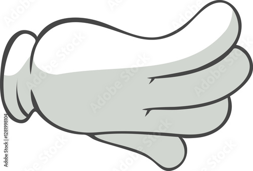 Cartoon hand with an open palm, displaying a gesture of asking or receiving, isolated against a clean white background, conveying nonverbal communication and body language