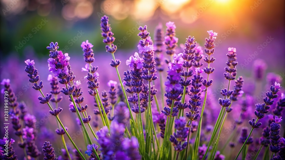 Naklejka premium Soft lavender blooms in a lush bouquet, isolated.