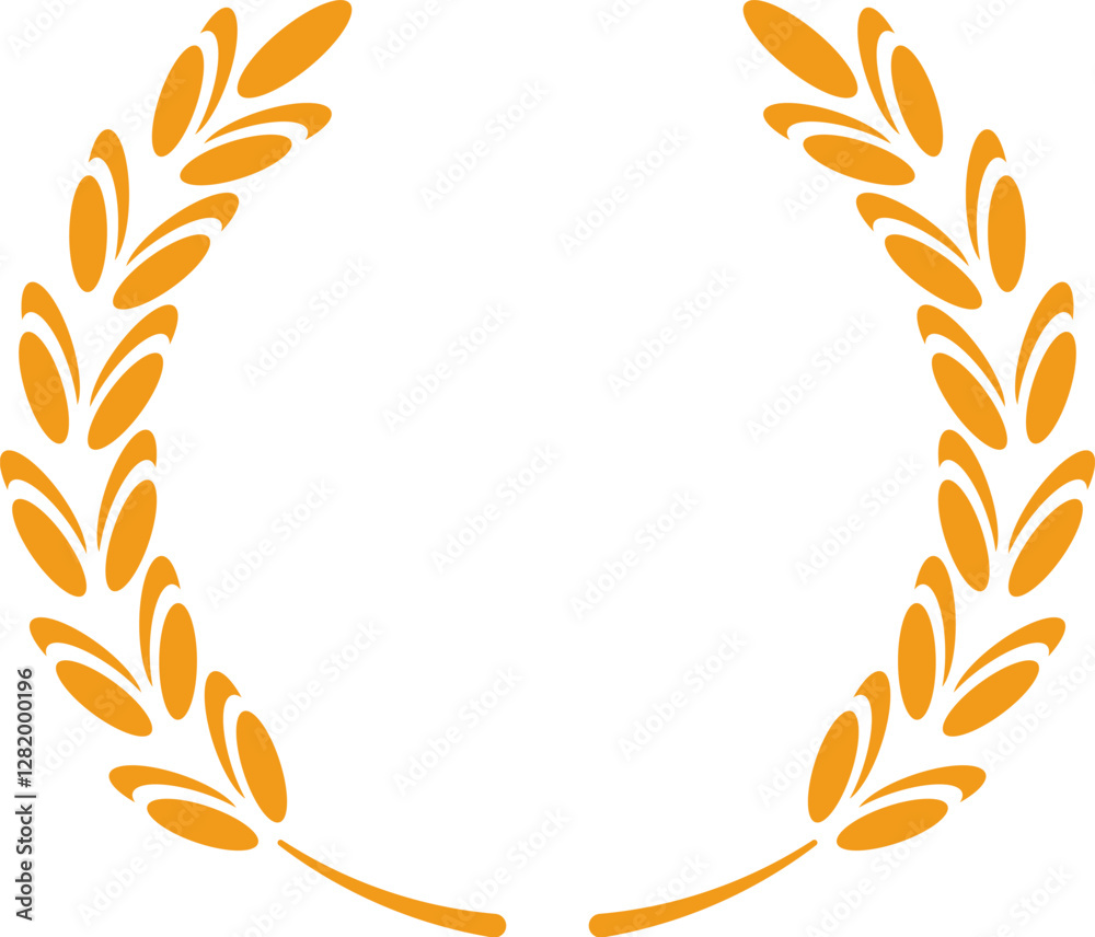 Stylized wheat stalks forming a circular laurel wreath, symbolizing victory, achievement, and abundance, ideal for agriculture, food, or award related designs Stylized wheat stalks forming a circular laurel wreath, symbolizing victory, achievement, and abundance, ideal for agriculture, food, or award related designs
