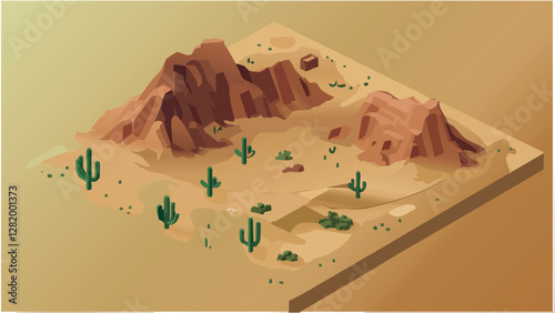 Nevada Desert in Isometric View.eps