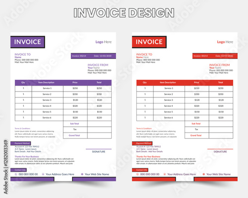 Price list design, Cost sheet design, invoice template, Bill form business invoice, Money bills, Payment agreement design templates