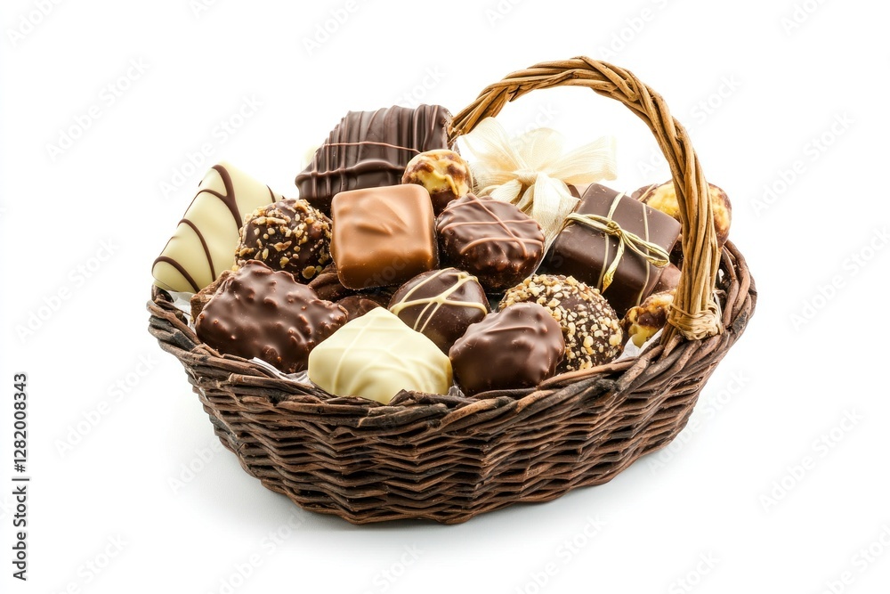 Assorted chocolates in a wicker basket. (2) Assorted chocolates in a wicker basket. (2)
