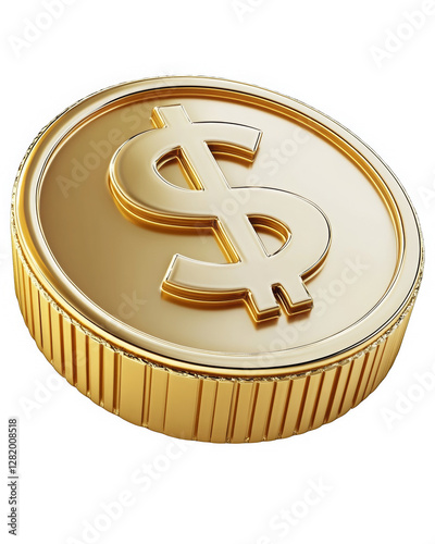 Golden Dollar Coin with Dollar Sign