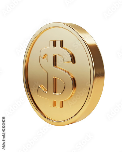 Golden Dollar Coin with Dollar Sign