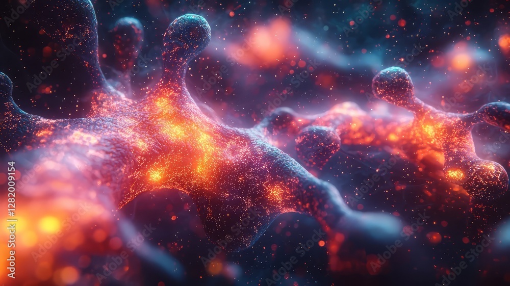 Abstract representation of glowing neurons interconnected in a vibrant cosmic landscape, symbolizing innovation and technology in neuroscience. Abstract representation of glowing neurons interconnected in a vibrant cosmic landscape, symbolizing innovation and technology in neuroscience.