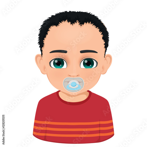 cute baby boy with a pacifier in his mouth