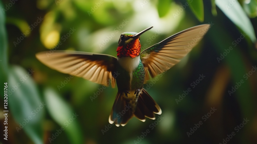 Naklejka premium Magnificent Hummingbird in Flight: A Jewel of the Rainforest