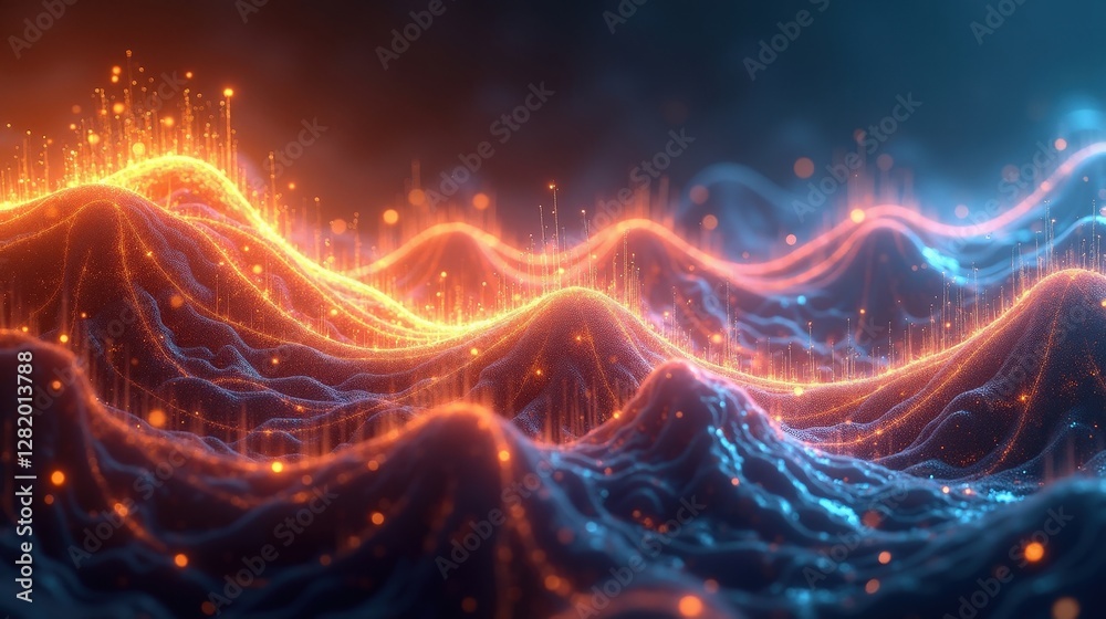 custom made wallpaper toronto digitalAn intricate web of glowing fractal lines, flowing like liquid in perfect harmony, vibrant waves resonating with cosmic energy, abstract shapes shifting endlessly, fabric of the universe.