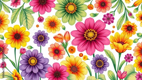 Wallpaper Mural Garden Delights: A Canvas of Textured Blooms Torontodigital.ca