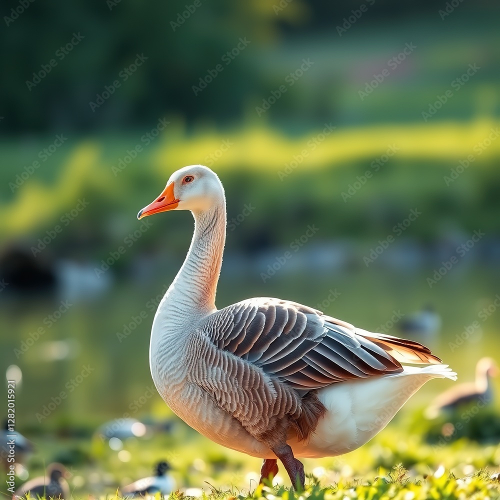 Obraz premium Majestic Goose in Tranquil Waters