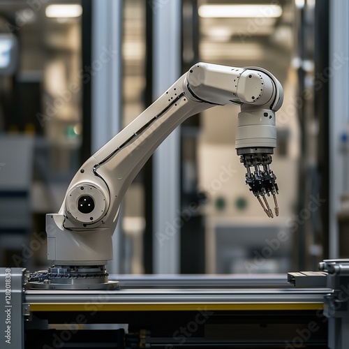 robotic arm designed for industrial automation. showcasing its articulated joints and precision grip this type of technology is commonly used in manufacturing and assembly processes. highlighting adva photo