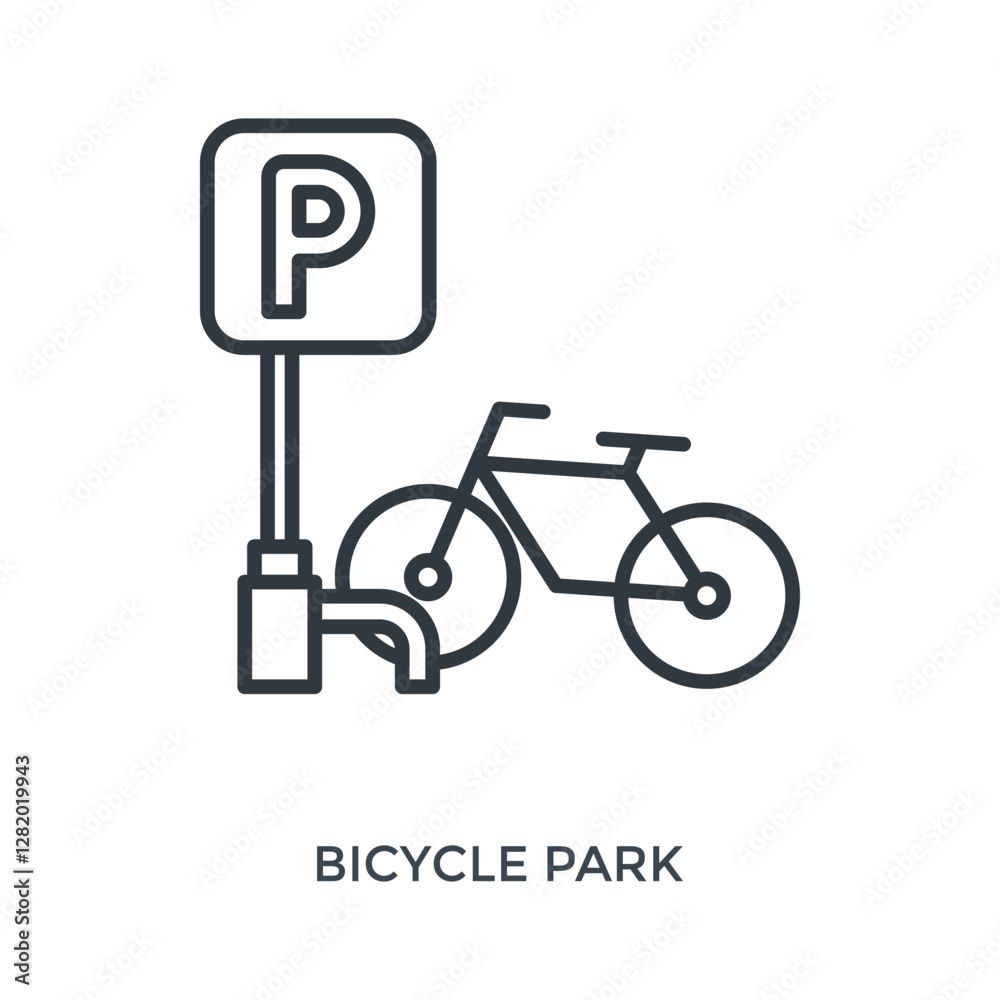 Bicycle Park Icon Lineal Style. Vector Illustration Graphic Design Bicycle Park Icon Lineal Style. Vector Illustration Graphic Design