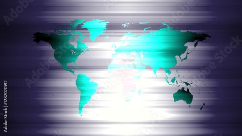 Dynamic Digital World Map Unique Global Geography Visualization with Horizontal Lines in Motion