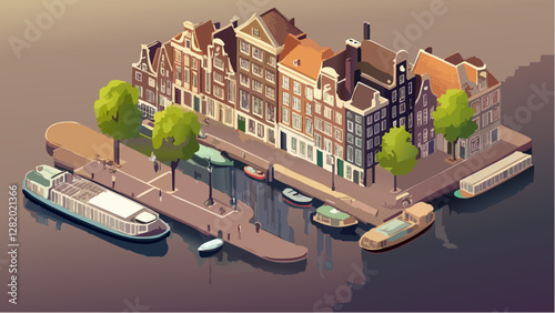 Isometric Amsterdam- Canals and Bridges