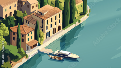 Isometric Lake Garda- A Picturesque Landscape