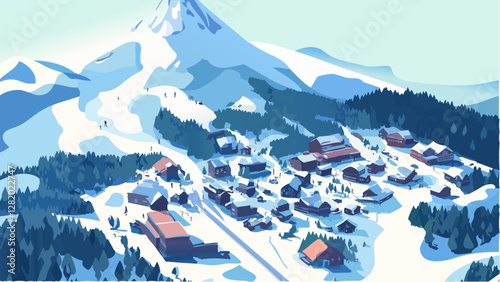 Isometric View of Niseko Ski Village