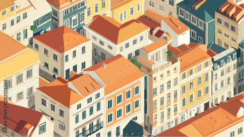 Lisbon in Isometric View- A Colorful Cityscape