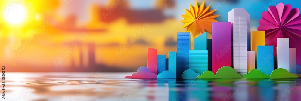 Obraz premium cityscape skyscraper buildings model