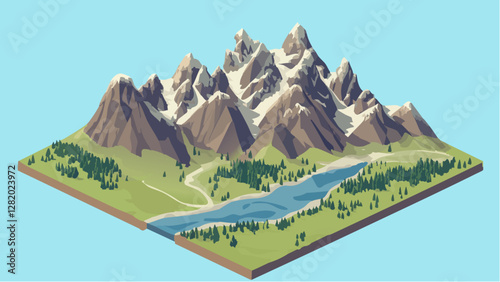 Mountain Majesty- Teton National Park in Isometric Style