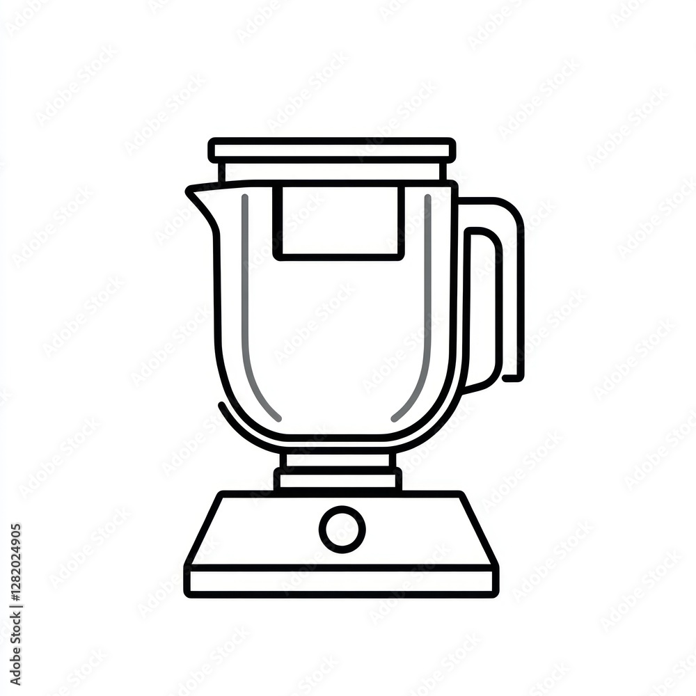 Line art illustration of a kitchen blender appliance