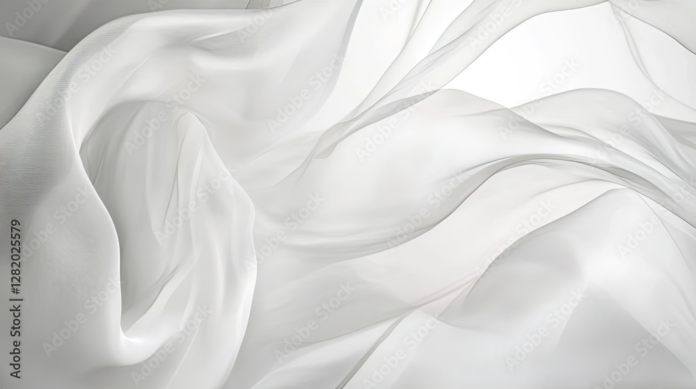 Obraz premium Flowing white fabric creating an ethereal and elegant abstract form.