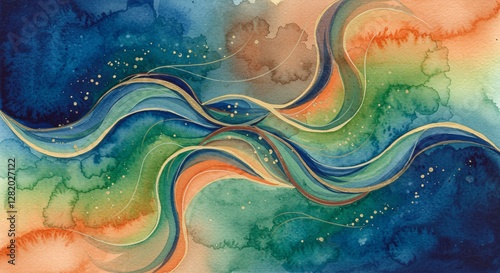 Abstract watercolor art of unity consciousness
