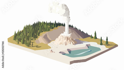 Yellowstone’s Iconic Old Faithful in 3D