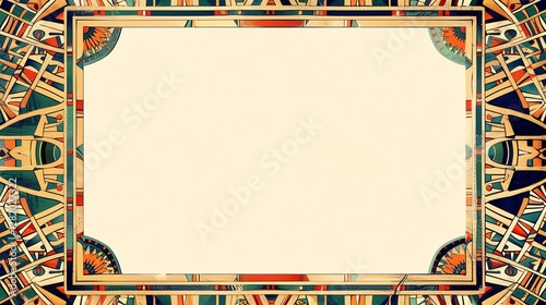 Egyptianstyle mosaic mirrors, border, background wallpaper, blank in the middle, minimalism, negative space, used for postcard template