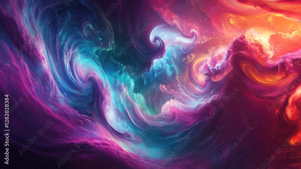 A vivid fractal composition resembling a kaleidoscope in motion, with swirling patterns of glowing purple A vivid fractal composition resembling a kaleidoscope in motion, with swirling patterns of glowing purple