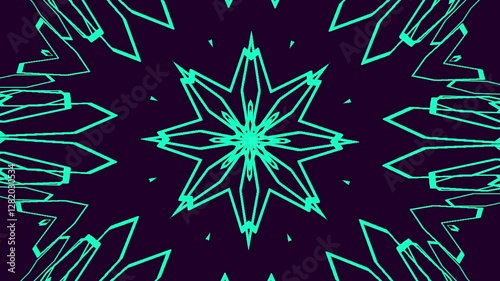 Abstract Geometric Mandala Symmetrical Kaleidoscope Animation with Digital Star Shaped Pattern