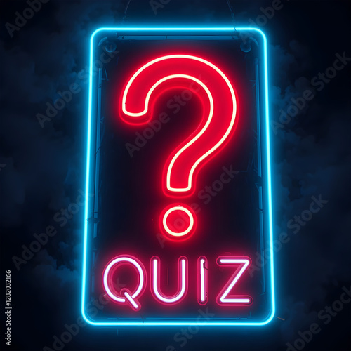 Wallpaper Mural red question mark on dark blue background,Neon Quiz Sign with Question Mark - Perfect for Entertainment or Educational Images Torontodigital.ca