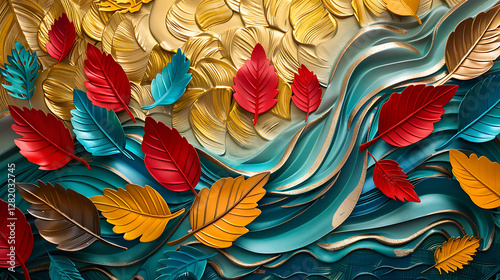 Contemporary wll frame for canvas art with opulent leaves