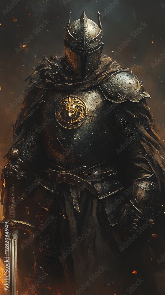 Naklejka premium Medieval Style Wallpaper