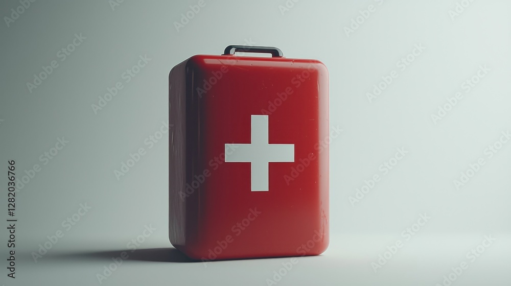 Obraz premium Red first-aid kit against a plain background