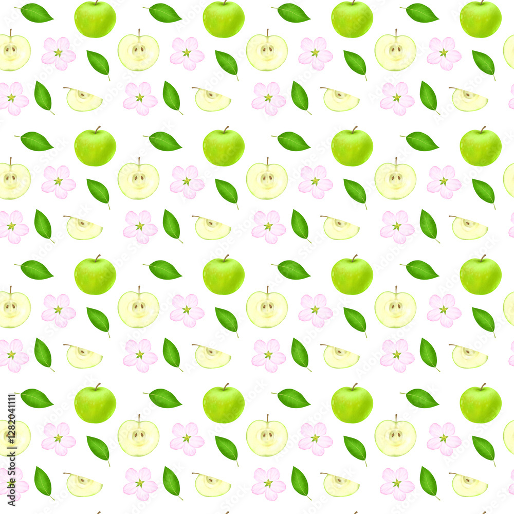 Pattern Apples Clipart, Fresh Green Apples Illustration, Botanical Design Pattern Apples Clipart, Fresh Green Apples Illustration, Botanical Design