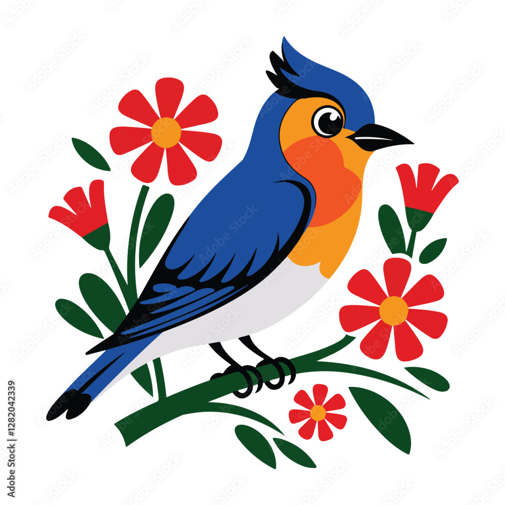 Obraz premium A vector illustration of a playful bluebird with a vibrant and colorful design.
