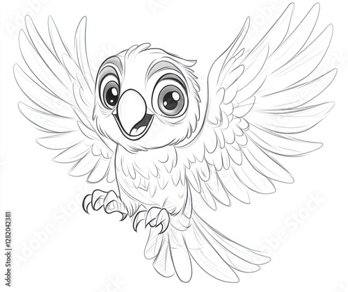 Adorable Cartoon Parrot in Flight Soaring High